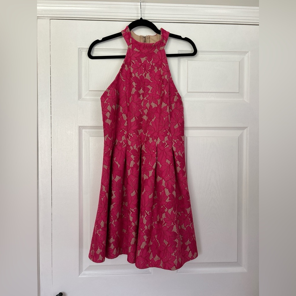 Lulu's Fuchsia Lace Halter Dress for Kids
